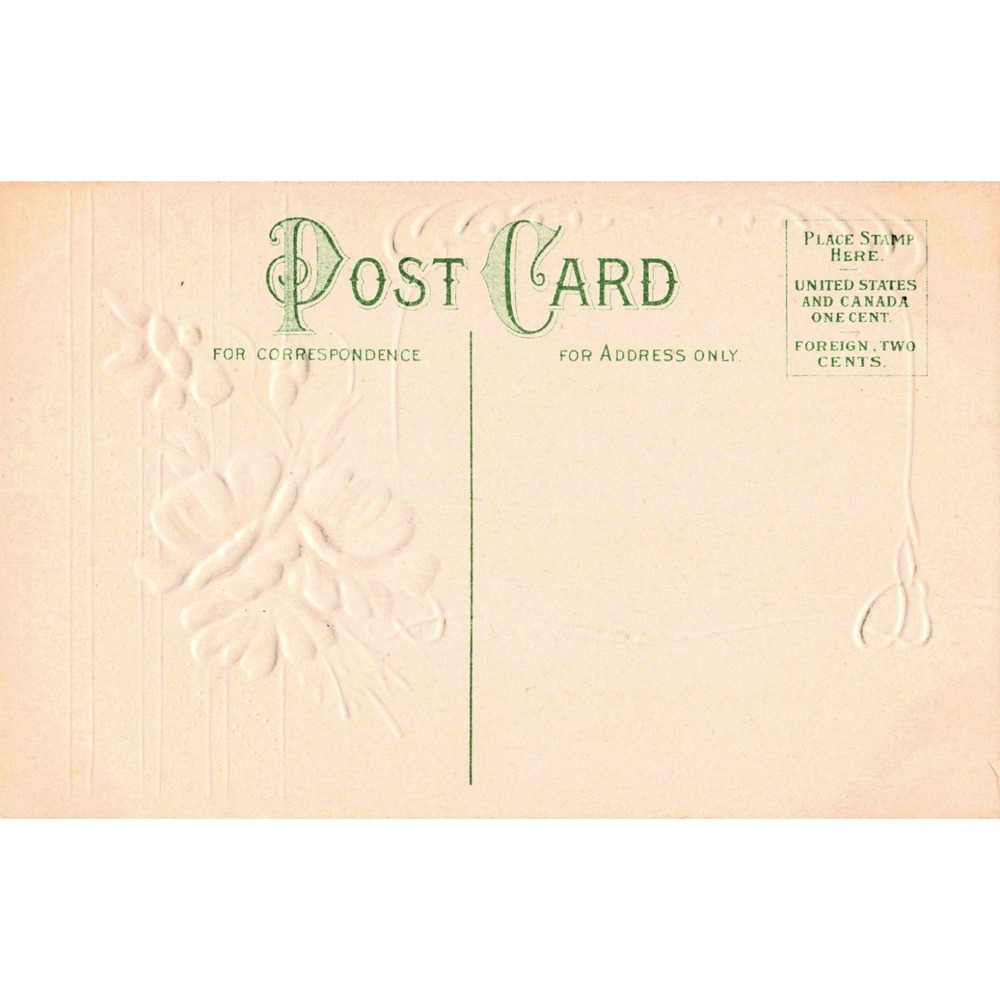 Antique Embossed Postcard Best Wishes Red Poppies Moonlit Cottage Landscape 399 - Picture 2 of 2